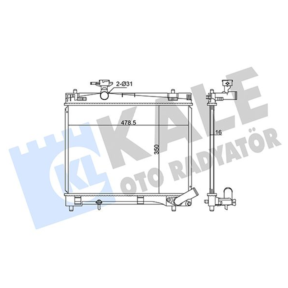 SU RADYATOR YARIS 10-16 1.33 BENZINLI 16MM M-T BRAZING